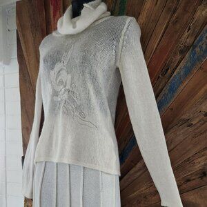 Piu Verona Made in Italy superkid mohair/ merino wool embroidered sequins Sweate